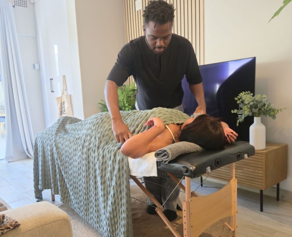 Professional massage treatment during home visit